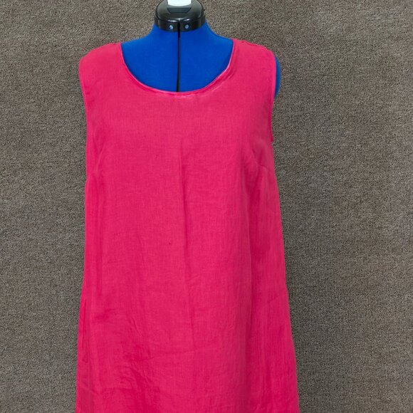 Amour Linen Norah Loose Linen Dress Viva Magenta Sz XL - Picture 3 of 7